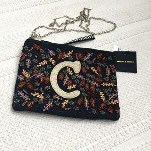 AMERICA & BEYOND INITIAL "C" EMBELLISHED BEADED POUCH/BAG
